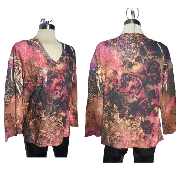 Multicolor Brown and Pink 3/4 Sleeves Size L - Picture 8 of 13